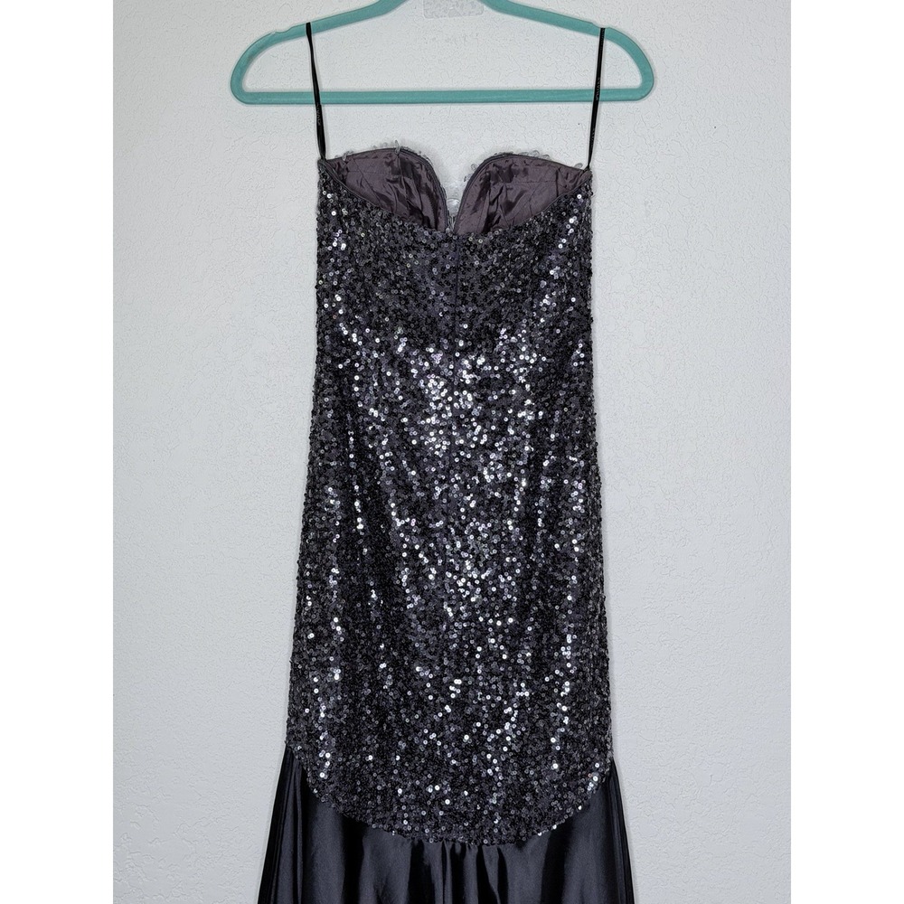 Jovani Strapless Sequin Mermaid Dress Size 2 Gunmetal Ombre Sweetheart Formal - Picture 10 of 16